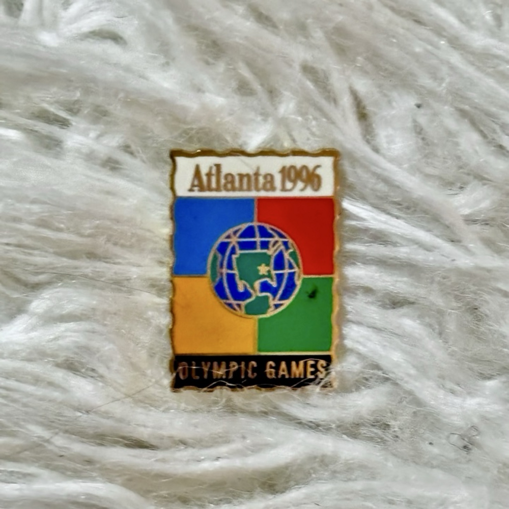ACOG Atlanta 1996 Summer Olympics Globe Logo Stamp Shape Soft Enamel Pin